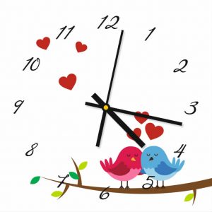 Steklena ura z zaljubljenimi ptički